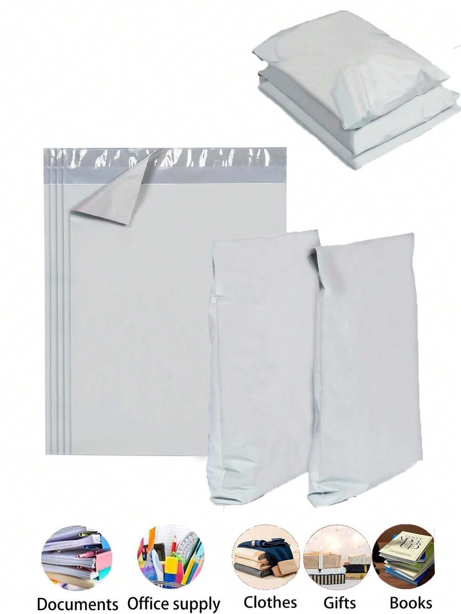 20/50pcs Durable White Courier Mailing Bags - Thickened, Waterproof, Tear-Resistant Plastic Shipping Bags, Strongly Adhesive, Suitable For Clothing Packaging And Small Business Delivery - White - View 1