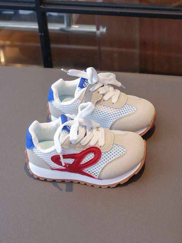 1 Paar Kinder Mesh atmungsaktive Freizeitsneaker, weiche rutschfeste Sohle, modisch, geeignet für Innen- & Outdoor-Sport, Frühling/Sommer