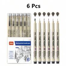 6/9/12pcs Waterproof Needle Tube Art Line Drawing Painting Marker Pens With Soft Head, Suitable For Architectural & Art Projects Back To School