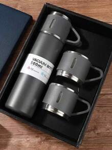 1pc Stainless Steel Three-Lid Long-Lasting Insulated Cup Is A High-End Portable Portable Water Cup Set For Outdoor Business Travel And Household Use, Suitable For Keeping Milk, Coffee, Beer, Tea, Cola, And Cold And Hot Beverages Warm