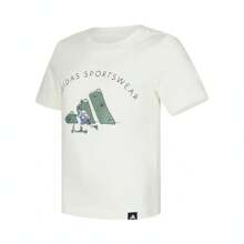 Adidas Camiseta de cuello redondo de manga corta tejida con estampado de garabatos para niño pequeño TJZ4073