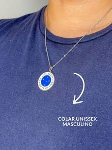 Necklace Cord Chain 55cm Unisex Pendant Team Cruzeiro Sports Club Raposa Celeste Stainless Steel - 銀色 - 查看 4