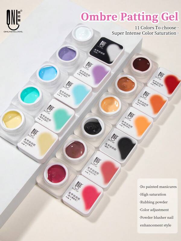 RS NAIL RSNAIL 11 Colors Omber Patting Gel Nail Polish Natural Gradient Painting Nail Glue Summer Nails With 4 Claws Grabbing Pen And Nail Sponges Soak Off UV LED Nail Art Gel Varnishes For Nails Salon Nail Supplies DIY At Home