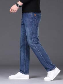 男士商务休闲直筒牛仔裤，弹力牛仔裤，适合日常穿着，时尚百搭