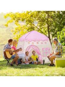 Tienda de campaña de princesa tamaño grande para niños - Temática de cielo estrellado azul, de poliéster resistente y armazón de acero, perfecta para niños y niñas - Regalo de cumpleaños o festivo ideal, Carpa de juego plegable para niños, Casa de muñecas, Decoración navideña, Regalo de Halloween, Apta para niños de 0 a 9 años