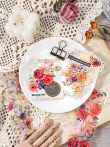 Ancient Forest PET Planner/Scrapbooking Tapes, Floral Poetry Series, Creative Floral Decorative Tapes For DIY, 4 Styles Of Elegant Floral Planner/Journal Tapes School Supplies, Back To School - Multicolor - View 4