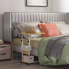 C Side Table Laptop Table Small Slim Snack Side Table For Couch Bed Sofa For Small Spaces Living Room Bedroom--Beige