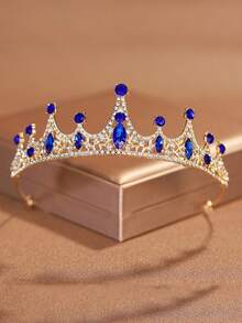 1pc Rhinestone Crown Bride Wedding Tiara Princess Birthday Hair Accessories Alloy Rhinestone Crown - Multicolor - View 8