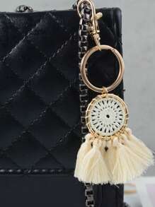 Bohemian Style Tassel Pendant Macrame Pendant Zinc Alloy Keychain Charm Car Hang Decoration Charm Bag Pendant Charm Headphone Case Pendant Charm Holiday Atmosphere Pendant Charm Holiday Decoration Small Gift