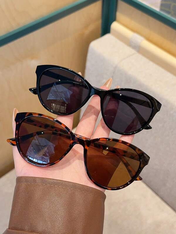 Set de 2 gafas ovaladas para mujer - Estuche negro con adorno floral, gafas de moda de alta gama adecuadas para cualquier tipo de rostro, livianas para uso diario, fiestas y regalos