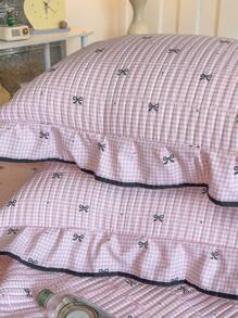 2 capas de almofada acolchoadas com padrão de laço, acabamento delicado em renda, estilo minimalista e fofo, sem enchimento, adequadas para casa, quarto e dormitório em todas as estações