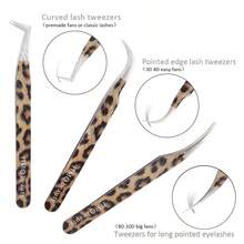 HMQ beauty 豹纹睫毛延长镊子防滑精密粉色睫毛镊子适合初学者和专业人士，是卷翘和隔离的必备美容工具