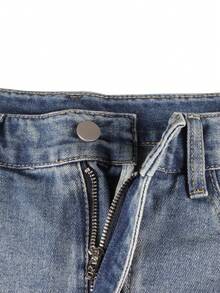 Y2K 夏季极简主义 A 字裙裤，女士牛仔迷你裙，侧开衩高腰牛仔短裤