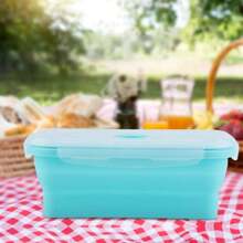 1 lonchera plegable de silicona, lonchera para ensalada de frutas, lonchera portátil para viajes, lonchera para picnic y camping, con tapa sellada y válvula de ventilación, a prueba de fugas y fácil de limpiar.