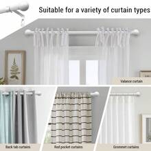 1 Pc Curtain Rods For Windows , Decorative Drapery Rod , 5/8 Inch Small Curtain Rod With Round Finials Easy To Install,For Bedroom, Living Room, Kitchen And Outdoors.24''-94'',White/Black - White - View 6