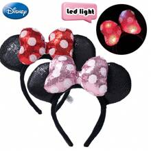 Disney 1PC Officially Licensed Minnie Hair Band Sequin Mouse Ears Cartoon Cute Style Headdress Land Photo Props Decorations Hair Accessories Princess Party Birthday Party Gifts Christmas Present, Hair Hoop, Headbands
