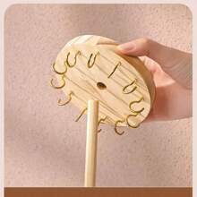 1 pièce Présentoir en bois rond pour collier/bracelet/serre-tête, support organisateur de bijoux. Nécessité estivale pour les femmes. Organisateur de rangement, cadeau, voyage, rentrée scolaire