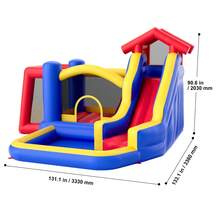 Inflatable Bounce House, Outdoor High Quality Playhouse Trampoline, Jumping Bouncer With Blower, Slide, And Storage Bag, Family Backyard Bouncy Castle, For Kid Ages 3–8 Years, 131x133x91 Inch - 美規A型插(110-127V) - 查看 10