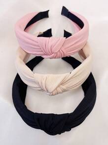 3pcs/Set Women Knotted Simple Solid Color Fabric Headbands, Suitable For Daily Outdoor Use Hairband Hair Hoop