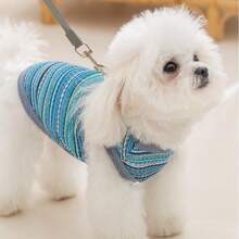 Blue Hollow Out Breathable Mesh Pet Vest, Bohemian Style Breathable Vest For Dogs Cats, Lightweight Summer Pet Clothing