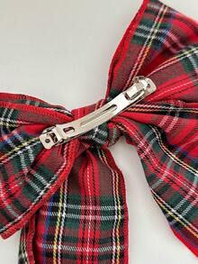 1pc Multi-Color Plaid Bow Decor Large Satin Snap Hair Clip For Women, Claw Clips, Hair Slide, Hair Barrettes For Valentine's Day Valentine's Day Accessories Gift