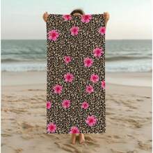 Tropical Leopard Hibiscus Floral Beach Towel, Anti-Sand Soft Large Beach Towel, Bath Towel, Bachelorette Beach Towel Party Gift, Shawl For Women, Print Quick-Dry Bath Towel, Super Absorbent Sports Towel, Portable Beach Towel, Gym Towel, Waterproof Anti-Dust, Beach Swim Bath Pool Camping Towel, Swimming Pool Towel, Bathroom Towel Summer Travel Vacation Beach Essentials