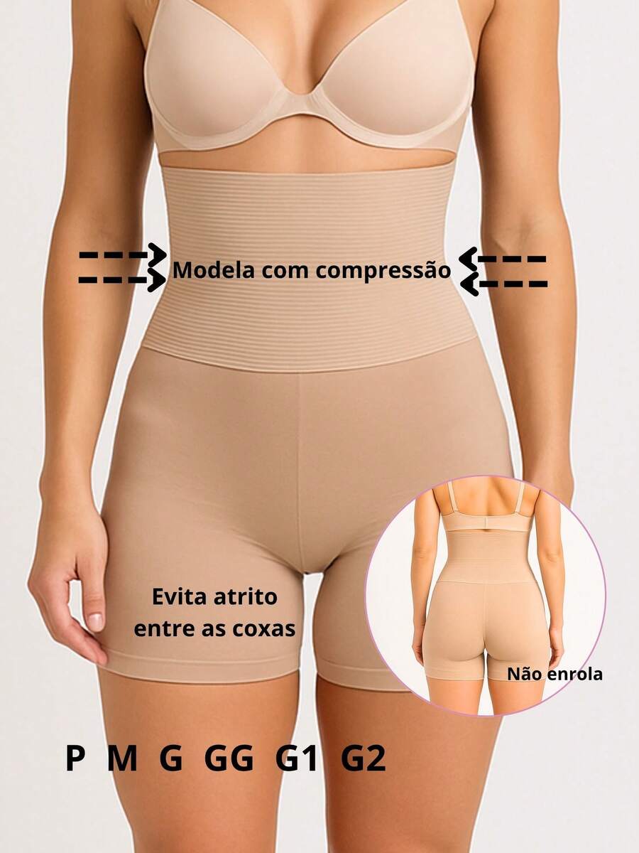 Slim Plus Nude High Waist Compression Shapewear Shorts - Màu be - Xem 1