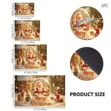 1pc Christmas Santa, Snowman & Tree Printed Silicone Coffee Drink Coaster, Anti-Slip Absorbent Washable Drainage Mat For Countertop, Kitchen, Dining Table, Holiday Decor