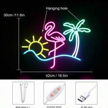 Flamingo Sun Palm Tree Neon Signs LED Neon Light Sign Light Up Neon Signs Wall Decor For Game Room Bedroom Home Bar Living Room - Flamingo - View 6