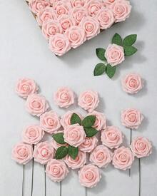 25Pcs Artificial Roses Flowers Fake Roses With Stems Real Touch Foam Flowers For DIY Wedding Bouquet Baby Shower Centerpiece Floral Arrangement Party Home Decor(Dark Red) - memerah - View 4