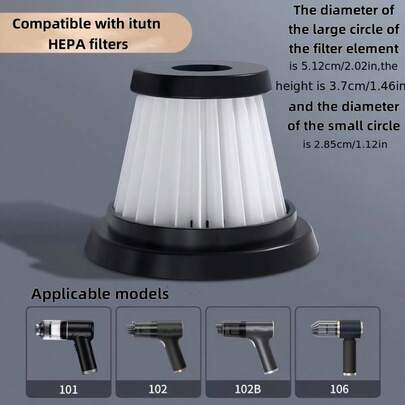 5 件可水洗 PET 吸尘器过滤器，适用于 Itutn 系列无绳手持式车载吸尘器，可重复用于直立式和便携式吸尘器，易于更换的过滤器套件