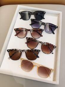 6pcs Women's Round Mixed Classic Color Combination Fashion Eyeglasses Set For Summer Beach Vacation,Outdoor,Travel