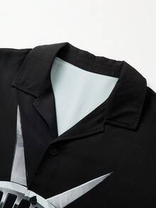 男士夏季短袖 Polo 衫，女神印花时尚休闲衬衫