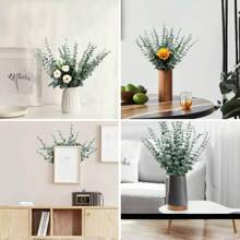 30Pcs Gold Artificial Eucalyptus Leaves, Eucalyptus Leaves Simulation Plants, Eucalyptus Stems Artificial Eucalyptus Leaves Stems Artificial Fake Flowers Home Office Bouquet Centerpiece Wedding Decoration Artificial Rose Bouquet Accessories Gift