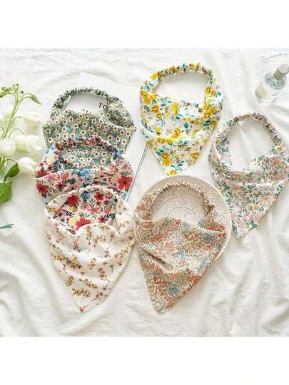 5 pièces Bandeau floral polyvalent pour femmes, serre-tête élastique, foulard de tête