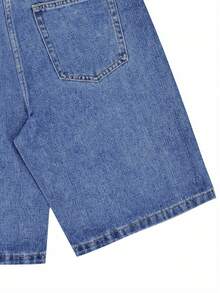 Casual Denim Shorts, Streetwear Fashion Solid Color Jeans Shorts, Minimalist Style Denim Shorts, Spring/Summer - Blue - View 6