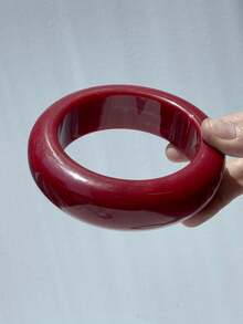 1 件复古红白不对称宽厚树脂手链，优雅女士珠宝，时尚百搭日常配饰