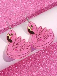 1 par de brincos pendurados de acrílico em forma de cisne rosa, modernos, alegres, versáteis, divertidos e fofos para mulheres, adequados para uso diário, festas, praia e verão
