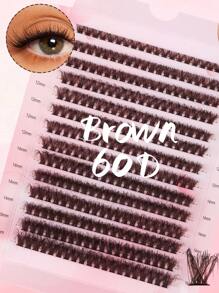 DAIFIYAN Brown 14Rows D Curl 280Pcs/238Pcs/210Pcs/196Pcs/168Pcs Individual Lashes Fluffy Lash Clusters 60D/80D/100D/120D/140D/160D Individual Eyelash Thick Cluster Eyelash Extensions Lashes Clusters 8-16MM Wispy Cluster Lashes