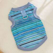 Blue Hollow Out Breathable Mesh Pet Vest, Bohemian Style Breathable Vest For Dogs Cats, Lightweight Summer Pet Clothing