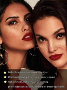 3 Sheets Glitter Freckles Sparkle Freckles For Women Glitter Freckles Face Tattoo Waterproof Suitable For Dance Music Party Makeup For Halloween Party Supplies Fall Autumn,Christmas>Decoration