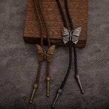 1pc Vintage Bolo Tie Necklace, European & American Style Bolo Cord Necklace, Butterfly Design Long Necklace - Gold - View 1