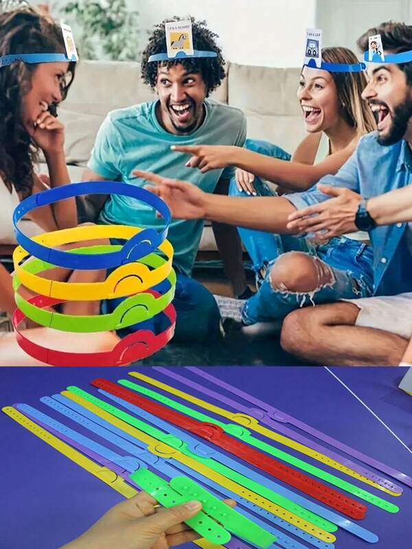 Diademas ajustables "¿Quién?" de 2/4 piezas - Plástico colorido con ranuras para tarjetas, adecuadas para reuniones familiares, juegos de rol y celebraciones - Perfectas para Navidad, Halloween, Año Nuevo, etc., Accesorios de fiesta | Diseño divertido | Tocados de plástico