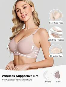 Wireless Bras For Women Comfy Seamless Bra No Underwire Bras Full Coverage Bralettes Soft Comfortable Everyday Bra - Black - View 2