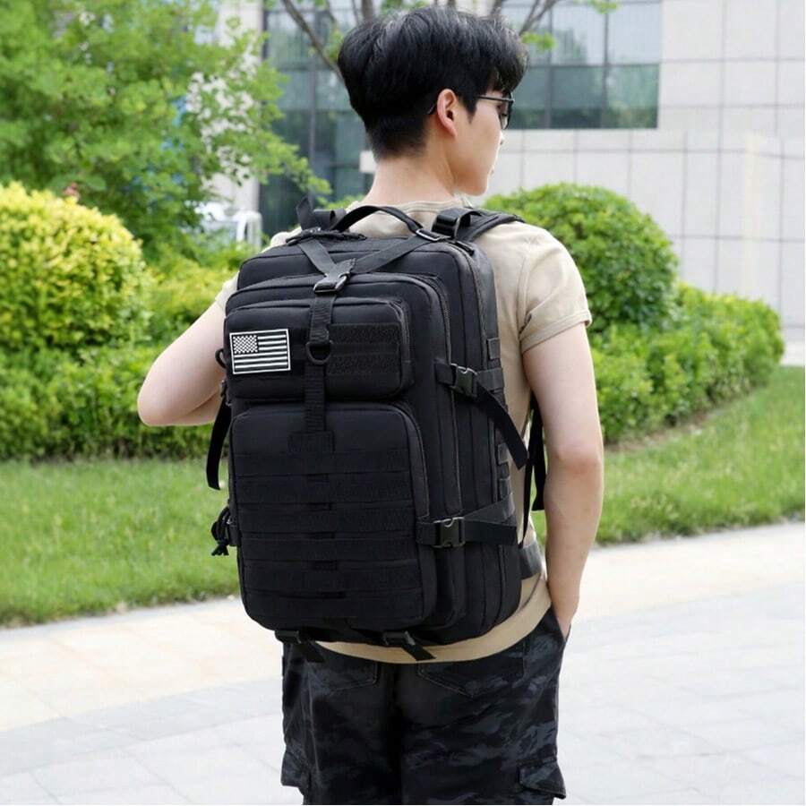 一体式旅行包男士精加工背包，Y 型腰带牛津旅行背包简约风格徒步旅行背包