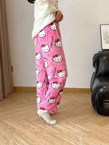 Sanrio 1 Peça da Série de Personagens Sanrio - Calça para Meninas Adolescentes. Calça Folgada Feminina, Estilo Cartoon & Calça de Pijama de Verão Fofa. Excluindo Manga Curta. É um Vestuário Casual Doméstico Que Também Pode Ser Usado Externamente.