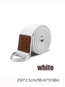 1pc 250*2.5cm Stretch Strap With Leather Tag, Multifunctional Binding Band, Pull Strap, Shoulder Warm-Up Stretching Strap, Woven Yoga Rope, Home Assistance Pilates Stretching, Stretching Strap For Beginner Fitness Training, Fitness Shaping, Indoor And Outdoor Exercise, Yoga Mat Exercise