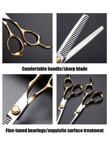 1 件/2 件优质不锈钢理发剪刀套装，专业美发沙龙造型工具 - 拉直、打薄、修剪剪刀，返校、旅行度假必备，女士发饰