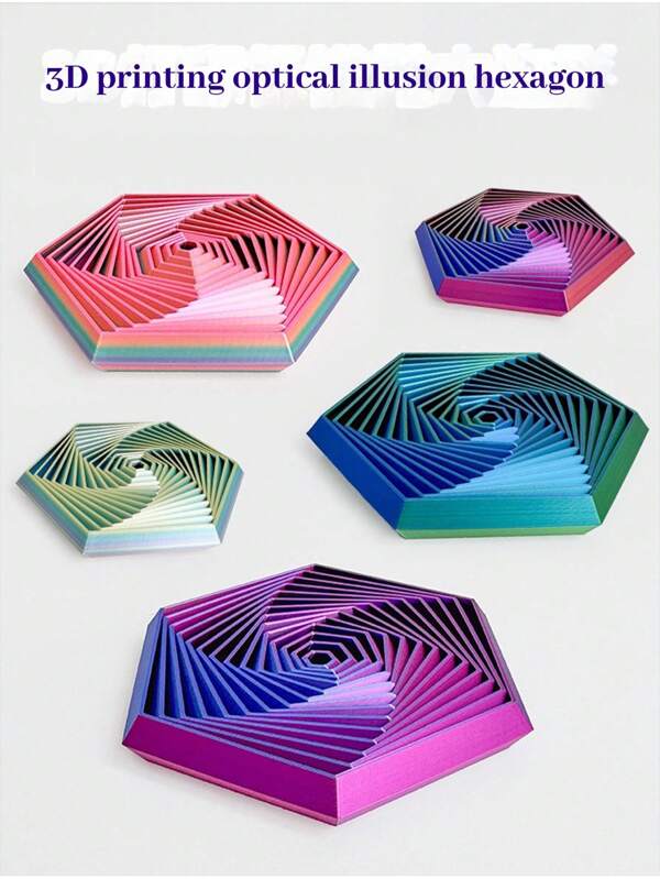 1pc - Puzzle 3D Printing Hexagonal Decompression Tool, Magical Stereoscopic Error Visual Geometric Hexagons, Delicate Color Gradient, Fine Layered Printing Surface Color, I.E. Consumable Color,, Can Be Played With Confidence. Hexagonal Decompression Artifact, Free To Play, Resistant To Anxiety, Versatile In Shape, Unlimited In Gameplay, High-Quality Material: ABS