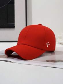 1pc Men's Casual Simple Cross Print Pattern Adjustable Baseball Cap, Suitable For Everyday And Travel Outfits